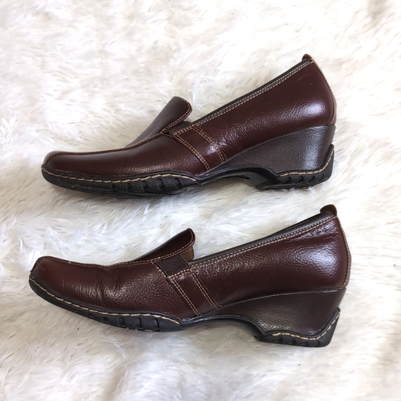 Bjorndal Genuine Leather Brown Wedge Loafers Size 10 - Picture 3 of 13